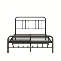 Full Metal Platform Bed Frame With Headboard, Strong Slat Support, No Box Spring Needed,Easy Assembly