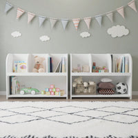 Kids Bookcase With 4 Compartments, Storage Book Shelf, Storage Display, Rack,Toy Organizer For Children's Room, Playroom, Nursery