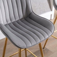 Set Of 2, 26" Bar Stools,With Steel Frame Footrest Velvet Fabric Golden Leg Simple Bar Stool