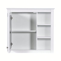 30 Inch Modern Wall Mounted Bathroom Storage Cabinet with Mirror and 3 Open Shelves