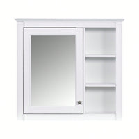 30 Inch Modern Wall Mounted Bathroom Storage Cabinet with Mirror and 3 Open Shelves