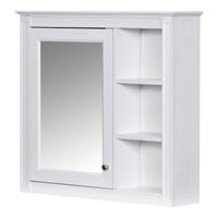 30 Inch Modern Wall Mounted Bathroom Storage Cabinet with Mirror and 3 Open Shelves