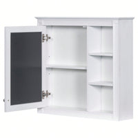 30 Inch Modern Wall Mounted Bathroom Storage Cabinet with Mirror and 3 Open Shelves