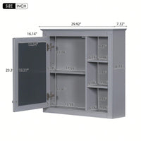 30 Inch Modern Wall Mounted Bathroom Storage Cabinet with Mirror and 3 Open Shelves