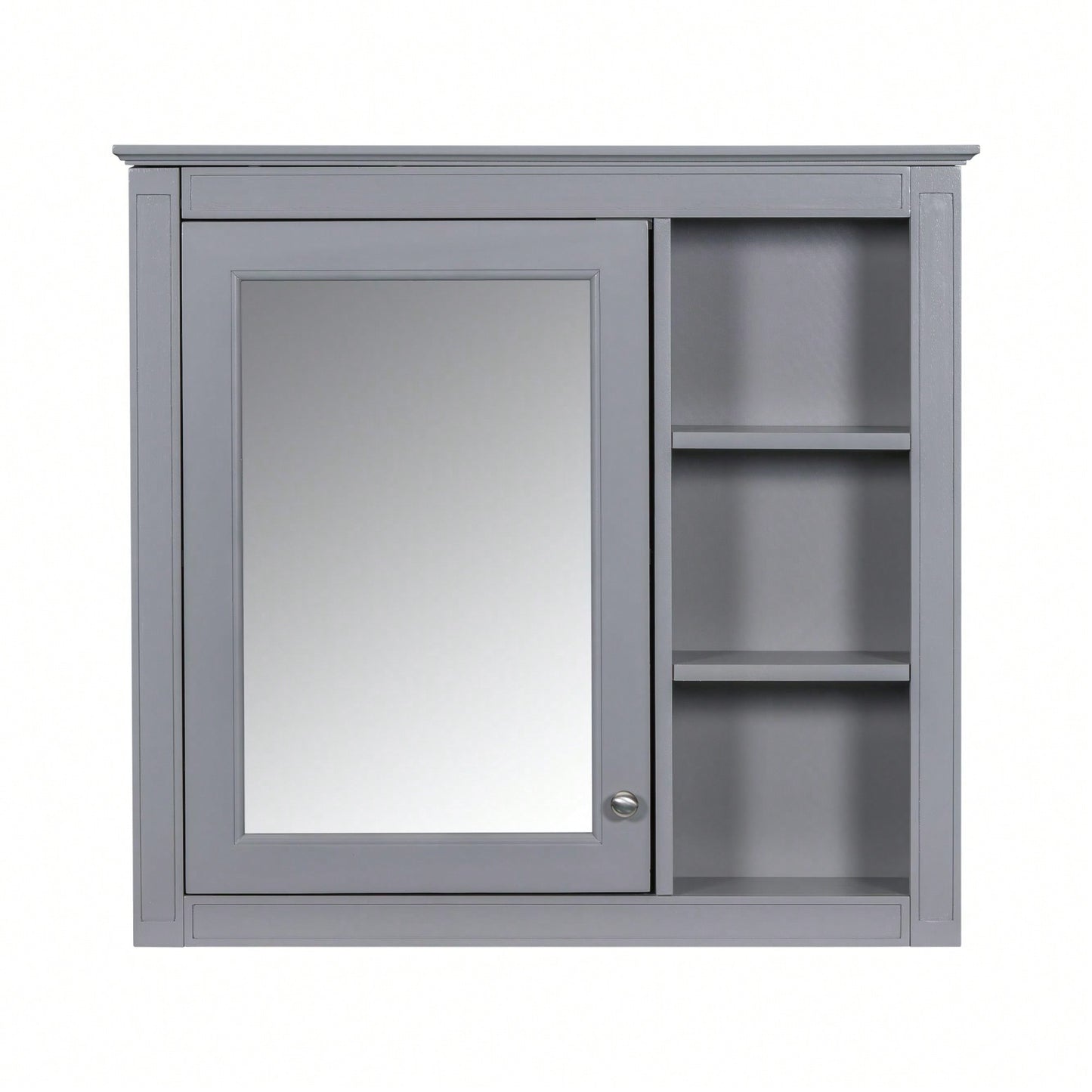 30 Inch Modern Wall Mounted Bathroom Storage Cabinet with Mirror and 3 Open Shelves