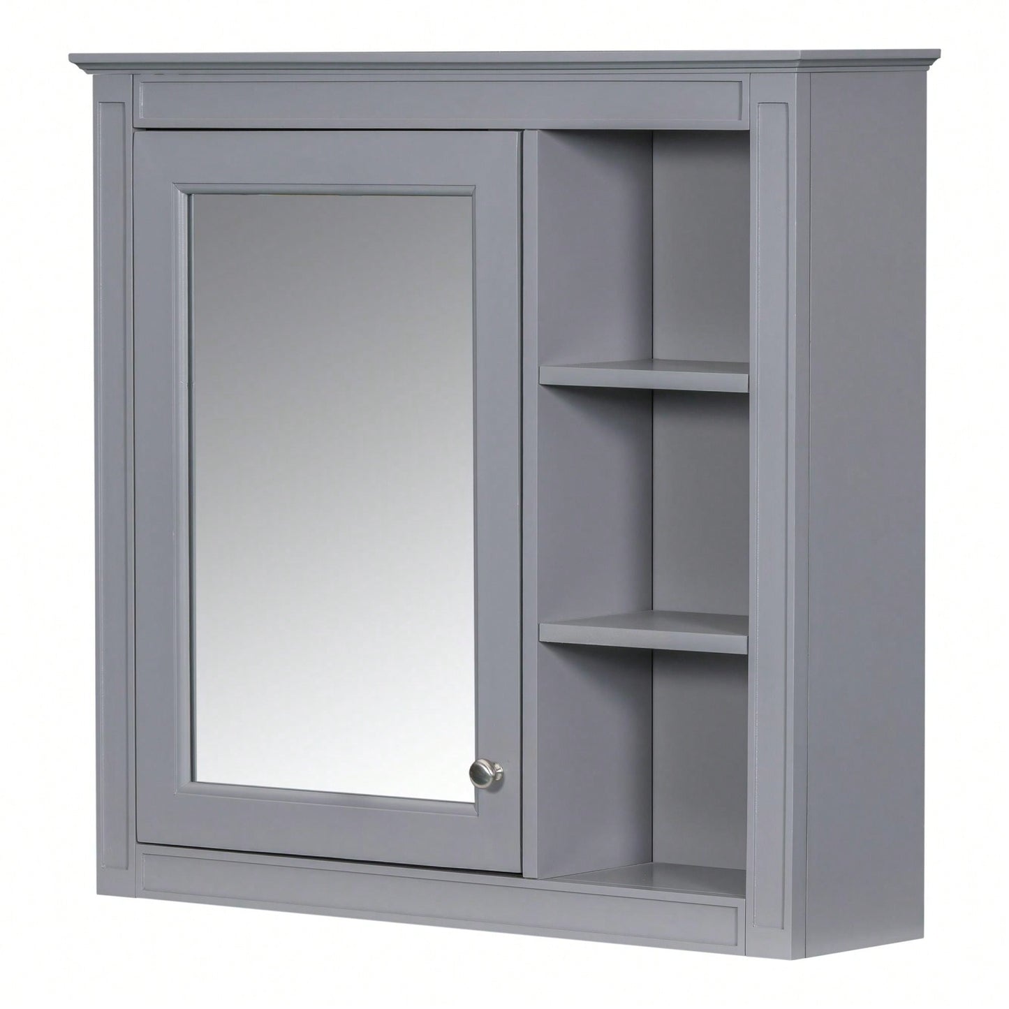 30 Inch Modern Wall Mounted Bathroom Storage Cabinet with Mirror and 3 Open Shelves