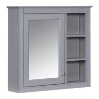 30 Inch Modern Wall Mounted Bathroom Storage Cabinet with Mirror and 3 Open Shelves