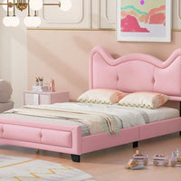 Full Size Upholstered Platform Bed With Cartoon Ears Shaped Headboard