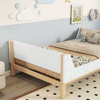 Twin Bed With Headboard, Footboard, Safeguards, Built-In Bed-End Book Storage Rack