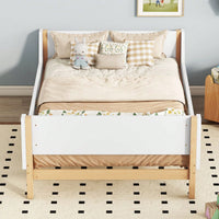 Twin Bed With Headboard, Footboard, Safeguards, Built-In Bed-End Book Storage Rack