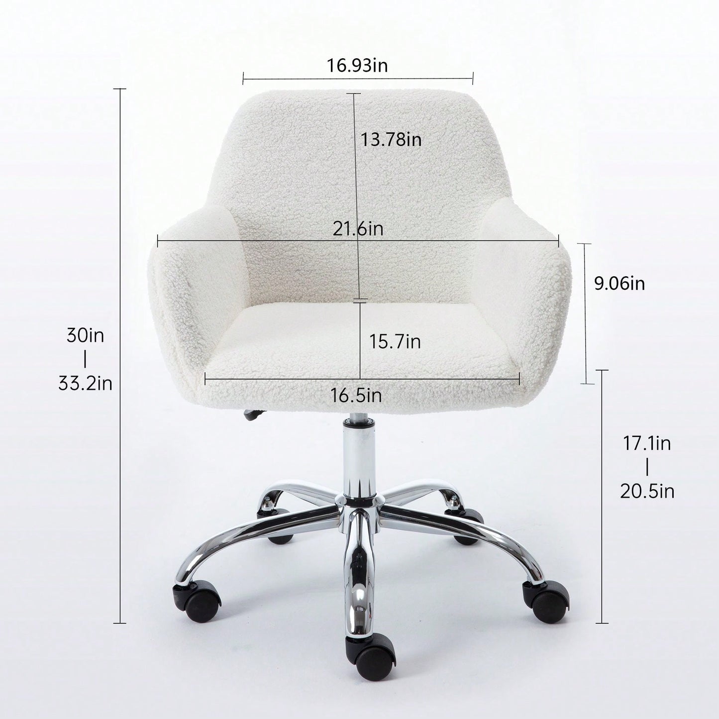 Faux Fur Home Office Chair,Fluffy Fuzzy Comfortable Makeup Vanity Chair ,Swivel Desk Chair Height Adjustable Dressing Chair For Bedroom