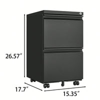 Secure Rolling Metal File Cabinet for Home Office Fits Letter Legal A4 Size Mobile Storage Assembly Required