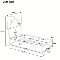 Twin Size Wood Bed With House-Shaped Headboard Floor Bed With Fences