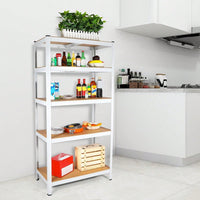 Adjustable 5 Tier Heavy Duty White Metal Shelving Unit for Garage Storage and Organization