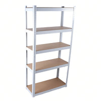 Adjustable 5 Tier Heavy Duty White Metal Shelving Unit for Garage Storage and Organization