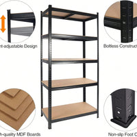 Adjustable 5 Tier Heavy Duty White Metal Shelving Unit for Garage Storage and Organization