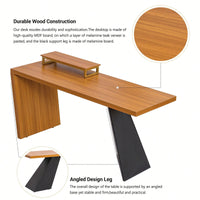 Rustic Industrial Executive Desk with Monitor Stand for Home Office and Living Room