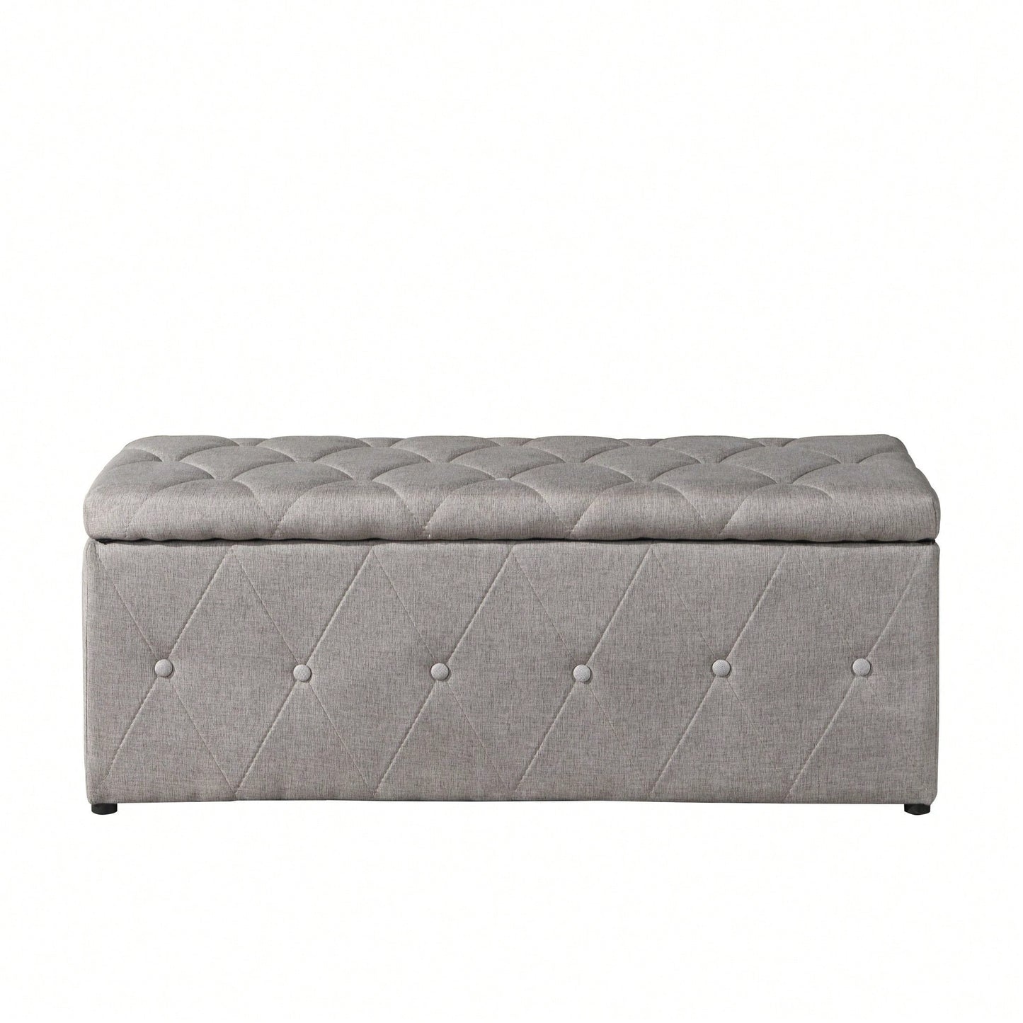 Rectangular Storage Ottoman Fabric Linen With 2 Set Ottomans