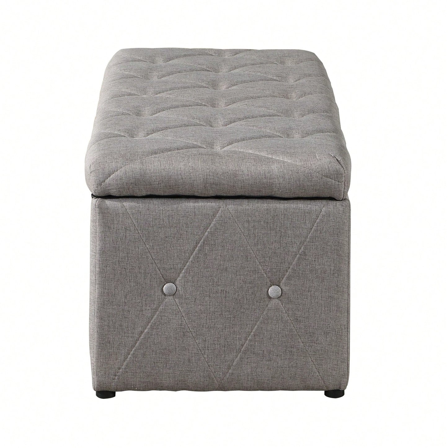 Rectangular Storage Ottoman Fabric Linen With 2 Set Ottomans