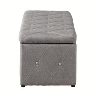 Rectangular Storage Ottoman Fabric Linen With 2 Set Ottomans