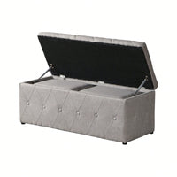 Rectangular Storage Ottoman Fabric Linen With 2 Set Ottomans