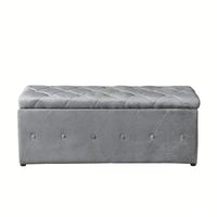 Rectangular Storage Ottoman Fabric Linen With 2 Set Ottomans