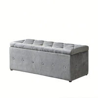 Rectangular Storage Ottoman Fabric Linen With 2 Set Ottomans