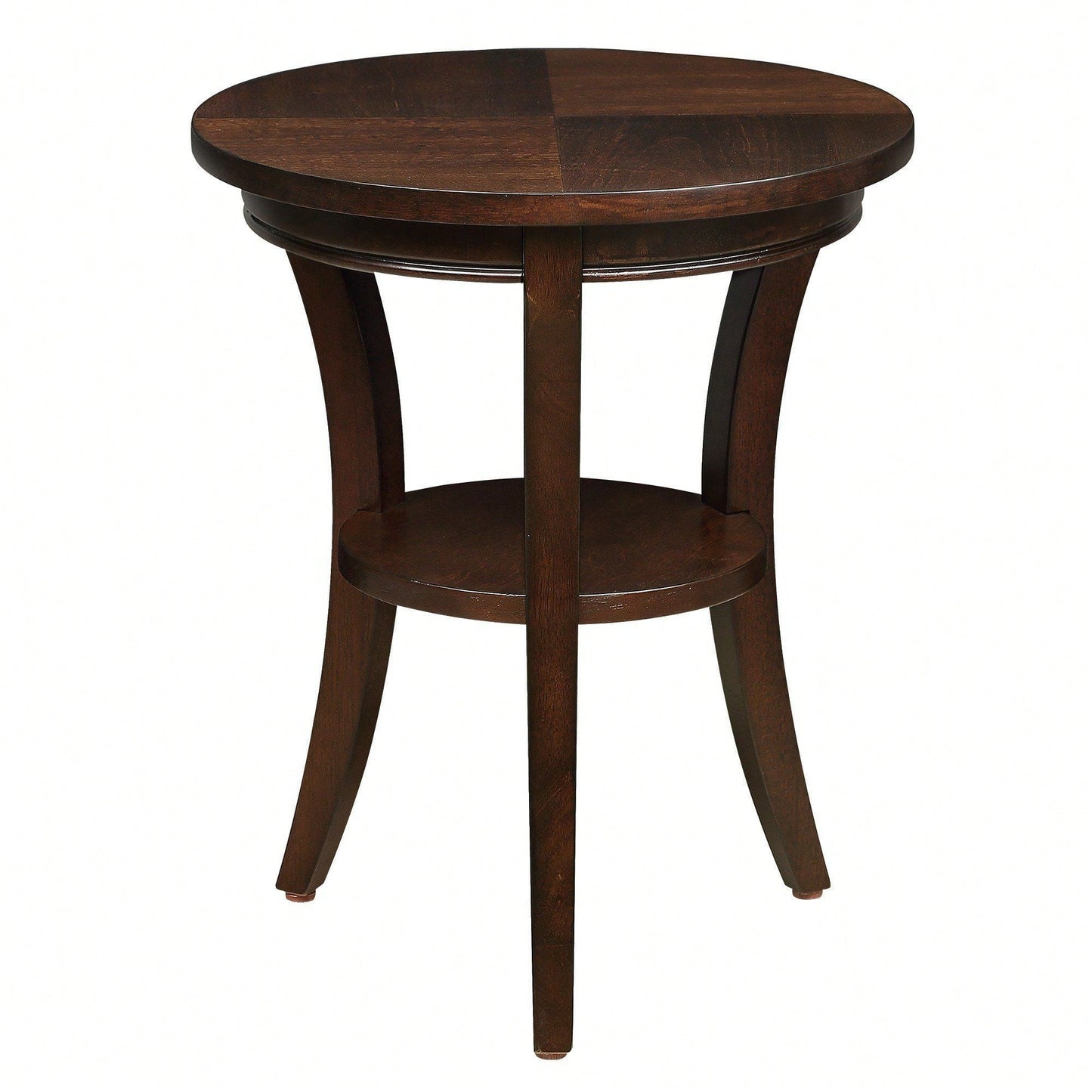 16 Inch Round Wood Accent Table with Open Shelf for Small Spaces Bedroom Living Room Multipurpose Nightstand