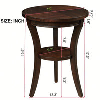 16 Inch Round Wood Accent Table with Open Shelf for Small Spaces Bedroom Living Room Multipurpose Nightstand