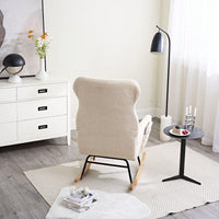 Modern Rocking Chair With High Backrest,Teddy Material Comfort Arm Rocker, Lounge Armchair For Living Room