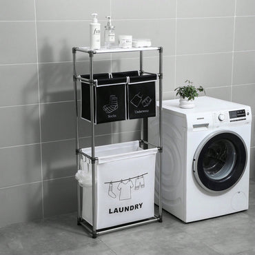 3 Tier Laundry Sorter, Laundry Hamper With 4 Removable Bags For Organizing Clothes, Laundry, Lights, Darks