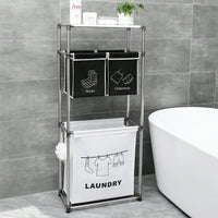 3 Tier Laundry Sorter, Laundry Hamper With 4 Removable Bags For Organizing Clothes, Laundry, Lights, Darks