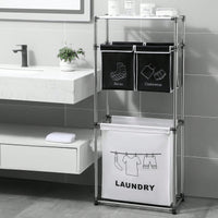 3 Tier Laundry Sorter, Laundry Hamper With 4 Removable Bags For Organizing Clothes, Laundry, Lights, Darks