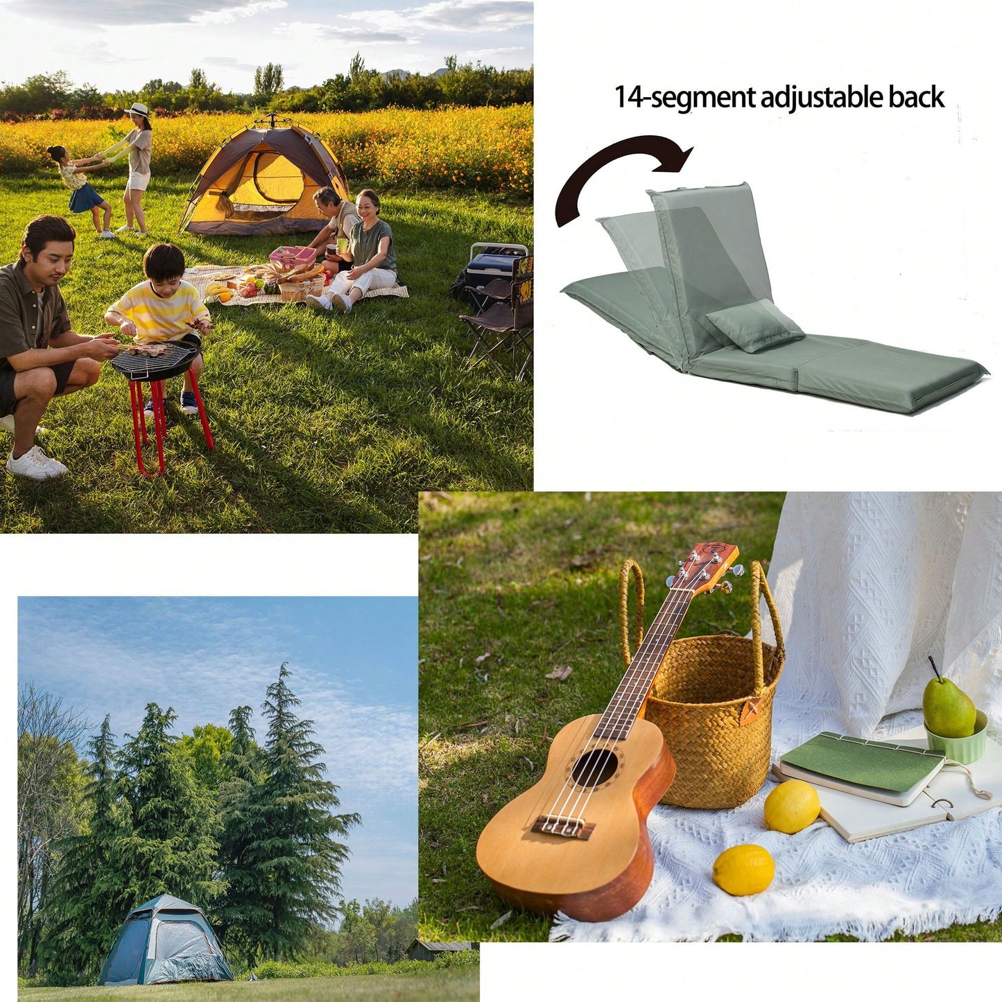 Portable Chair For Outdoor Travel, Picnic, BBQ,Adjustable Backrest,Outdoor/ Beach /Swimming Pool/YardCamping,Grassland