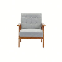 Leisure Chair With Solid Wood Armrest And Feet, Mid-Century Modern Accent Chair, For Living Room Bedroom Studio Chair