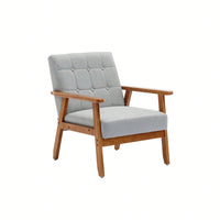 Leisure Chair With Solid Wood Armrest And Feet, Mid-Century Modern Accent Chair, For Living Room Bedroom Studio Chair