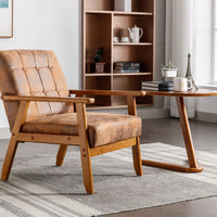 Leisure Chair With Solid Wood Armrest And Feet, Mid-Century Modern Accent Chair, For Living Room Bedroom Studio Chair