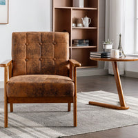 Leisure Chair With Solid Wood Armrest And Feet, Mid-Century Modern Accent Chair, For Living Room Bedroom Studio Chair