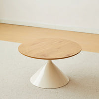 Round Coffee Table, White+Wood, Elegant Design, Excellent Material, Diversity Of Usage Scenarios
