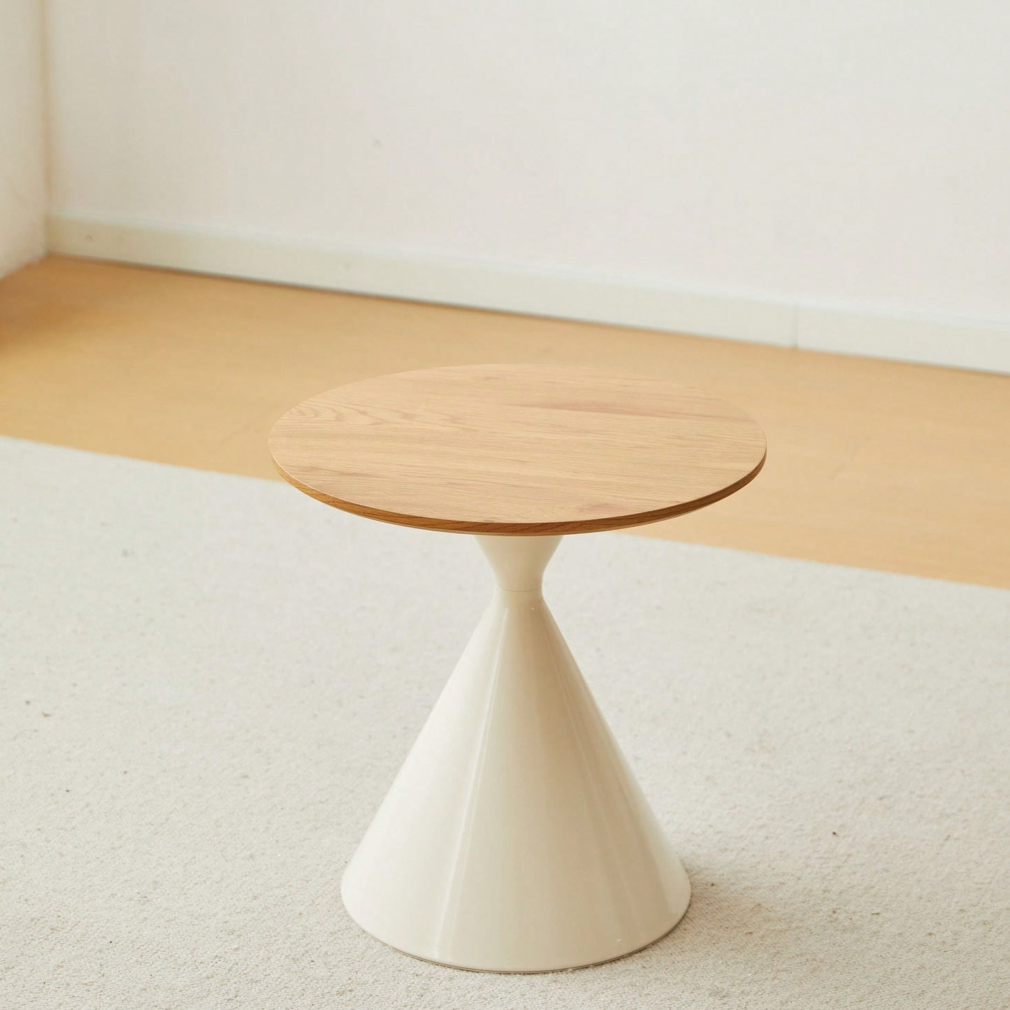 Round Coffee Table, White+Wood, Elegant Design, Excellent Material, Diversity Of Usage Scenarios