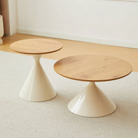 Round Coffee Table, White+Wood, Elegant Design, Excellent Material, Diversity Of Usage Scenarios