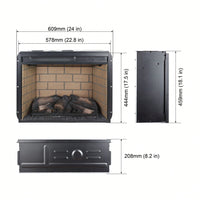 23" Infrared Quartz Heater Fireplace Insert -Woodlog Version With Brick