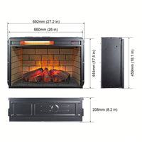 26" Infrared Quartz Heater Fireplace Insert -Woodlog Version With Brick