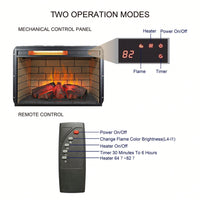 26" Infrared Quartz Heater Fireplace Insert -Woodlog Version With Brick
