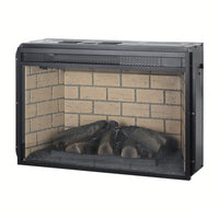 26" Infrared Quartz Heater Fireplace Insert -Woodlog Version With Brick