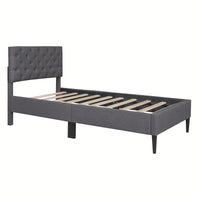 Upholstered Linen Platform Bed, Twin Size