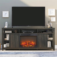 23" Electric Fireplace Insert, Ultra Thin Heater With Log Set & Realistic Flame, Remote Control With Timer, Overheating Protection
