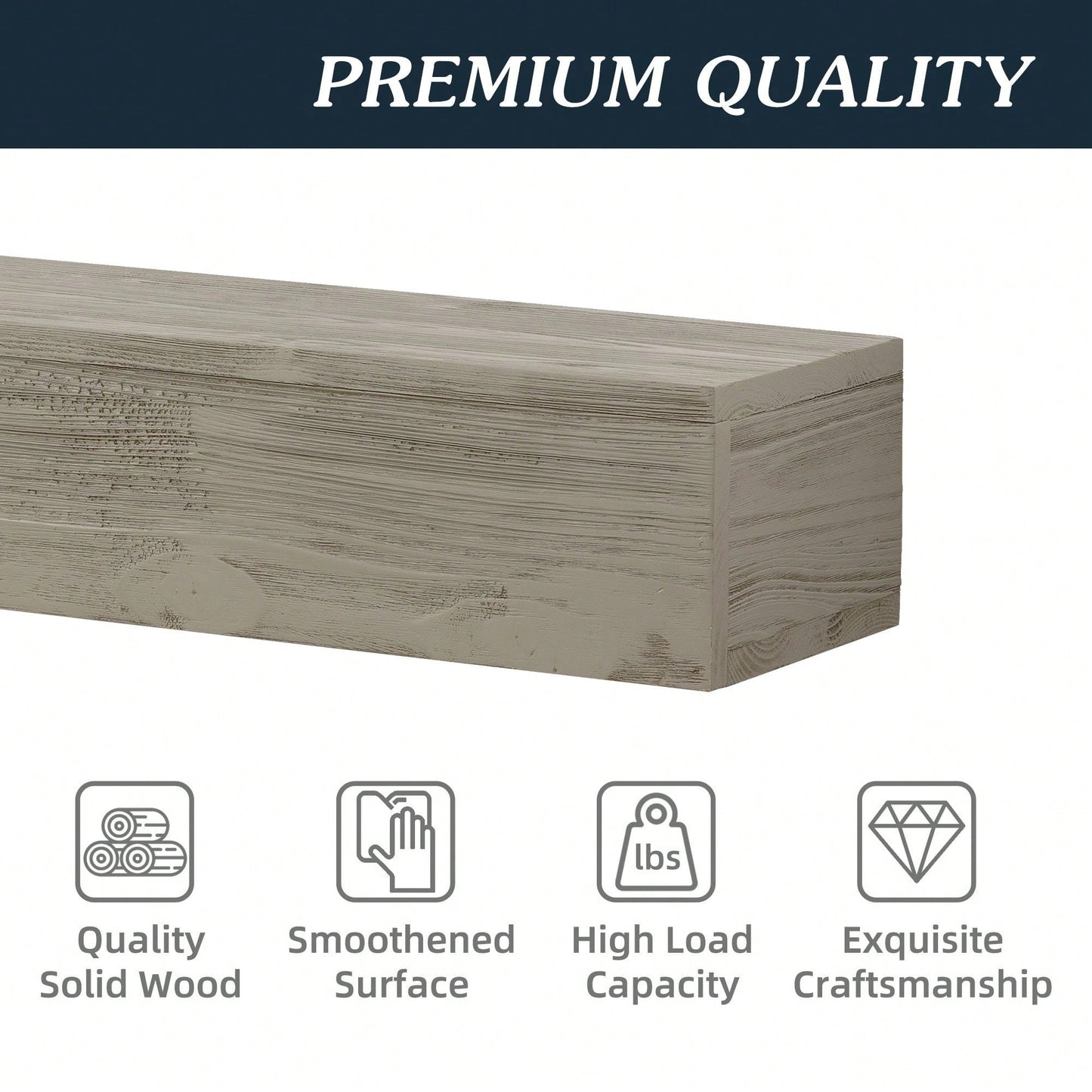 60" Rustic Wood Fireplace Mantel, Wall-Mounted & Floating Shelf For Home Decor