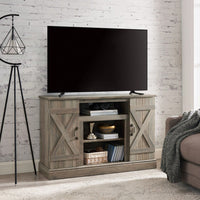 Media TV Stand Antique Entertainment Console For TV Up To 50" With Open And Closed Storage Space, Gray Wash