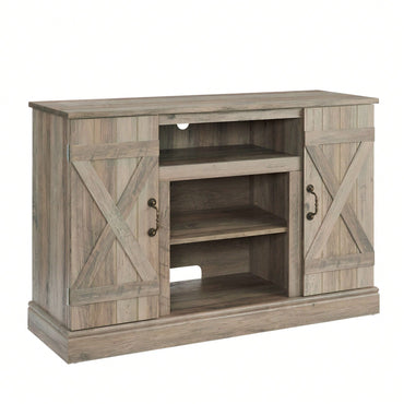 Media TV Stand Antique Entertainment Console For TV Up To 50" With Open And Closed Storage Space, Gray Wash